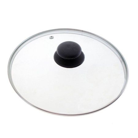 Крышка 26см стеклянная с пласт.ручкой, метал.ободком толщ. 3,5мм (50)