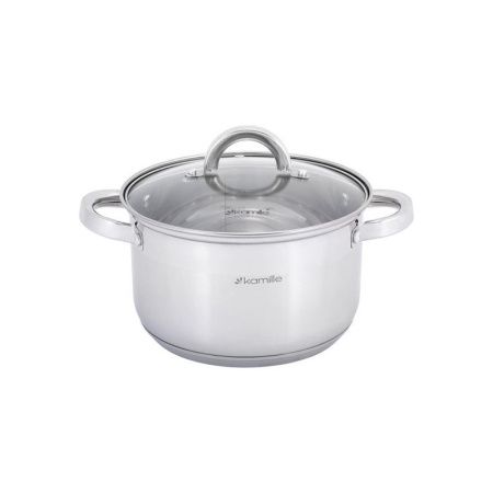 Кастрюля 3,9л нерж.сталь со стекл.крышкой 20см 5-ти сл.дно арт.5620S (8)