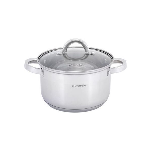 Кастрюля 2,9л нерж.сталь со стекл.крышкой 18см 5-ти сл.дно арт.5618S (8)