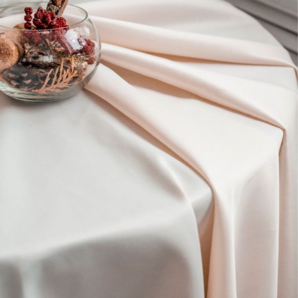 Скатерть 260*150см полиэстер 86% хлопок 14% ГЛАДЬ бежевая 1809В-01