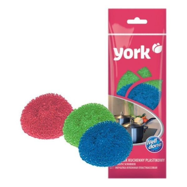 Губка для посуды 3шт пластик YORK (100)