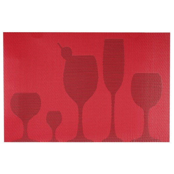 Салфетка сервировочная 30*45см ПВХ БОКАЛЫ красная 23/JC-658кр (360)