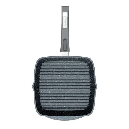 Сковорода-гриль квадратная 28*28см алюминий АП ГРАНИТ с ручкой, стекл.крышка (6)