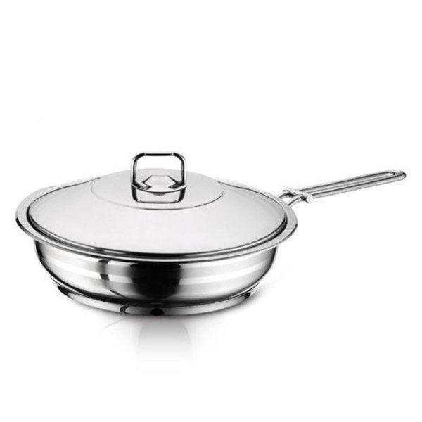 Сковорода 28см h8см 4,5л нерж.сталь Anett мет.крышка 3TVCLK0028001 (4)