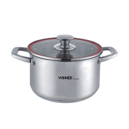 Кастрюля 2,5л нерж.сталь BERLIN со стекл.крышкой WR-1190(6)