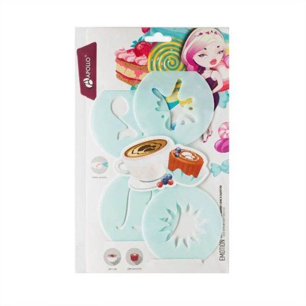 Трафарет для декорации кофе/выпечки набор 4шт 28*18см пластик Emotion EMC-01 (24)