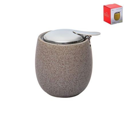 Сахарница 250мл керамика ФЕЛИЧИТА с мет.крышкой сливочная крошка 109-06074 (48)