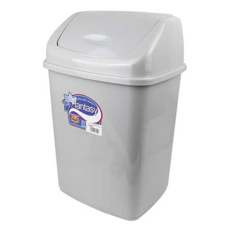 Контейнер для мусора 18л пластик ФАНТАЗИЯ №3 светло-серый с подвижной крышкой Т-006 (12) (УРНА №3)