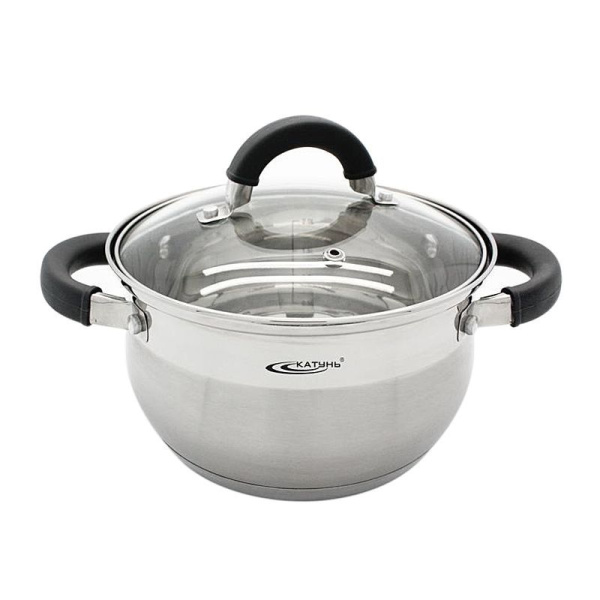 Кастрюля 6,2л нерж.сталь ИРИДА стекл.крышка d24см толщина стенок 0,6мм КТ08-d-24 (4)