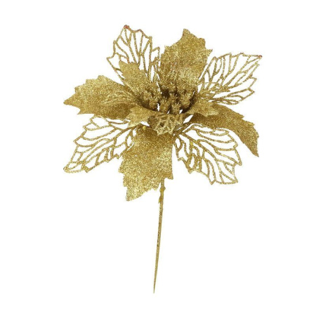 Украшение новогоднее ЦВЕТОК 17см золотая SK-2024 (320)
