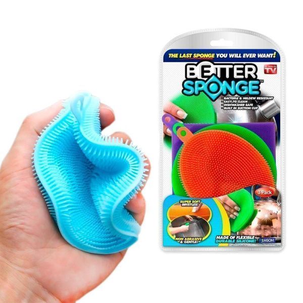 Губка для посуды силикон 3шт. Better Sponge S-2721 (120)