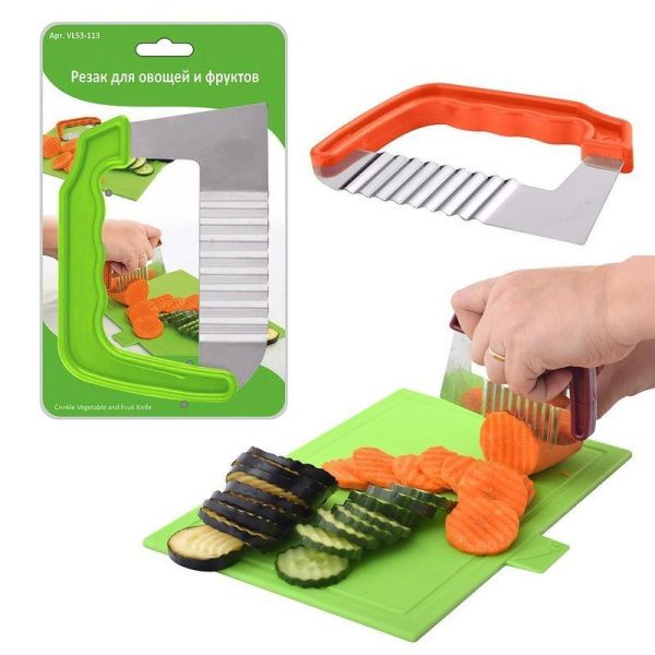 Нож для фигурной нарезки овощей и фруктов 12,5*1,2*8,5см нерж.сталь/пластик  2 цвета (12/240)