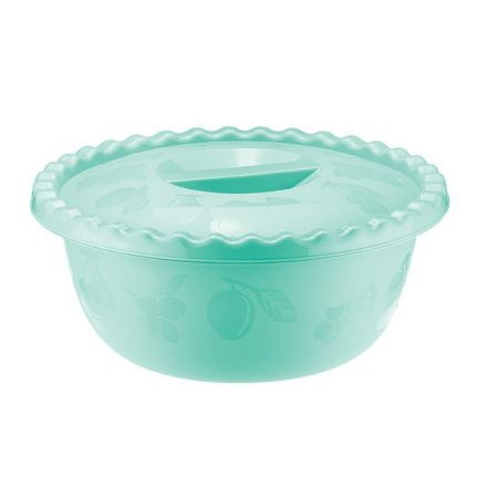 Миска 5л пластик Аквамарин круглая с крышкой (20)