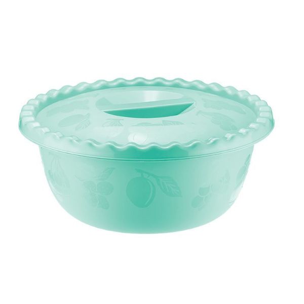 Миска 5л пластик Аквамарин круглая с крышкой (20)