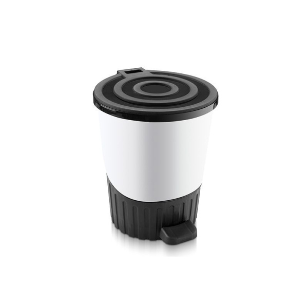 Контейнер для мусора 8л 230*275мм пластик ДУНЯ бело-черный с педалью (6)