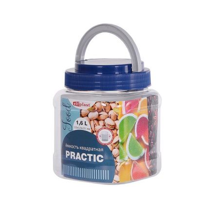 Банка ПЭТ 1,6л Practic квадратная с ручкой (12)
