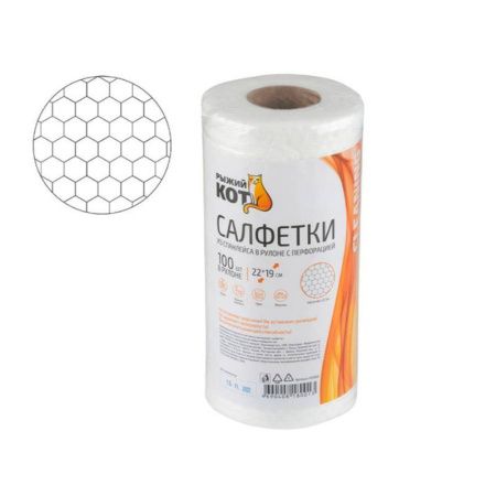 Салфетка вискозная в рулоне 100шт 22*19см спанлейс (12)