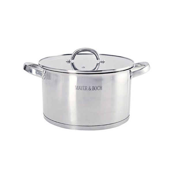 Кастрюля 6,3л нерж.сталь со стекл.крышкой 24см индукция МВ29485 (4)