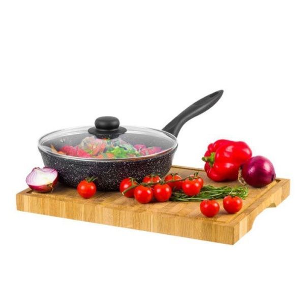 Сковорода 22см алюминий АП ГРАНИТ МЕЧТА со стекл.крышкой глубокая Dariis БВР-108 (8)