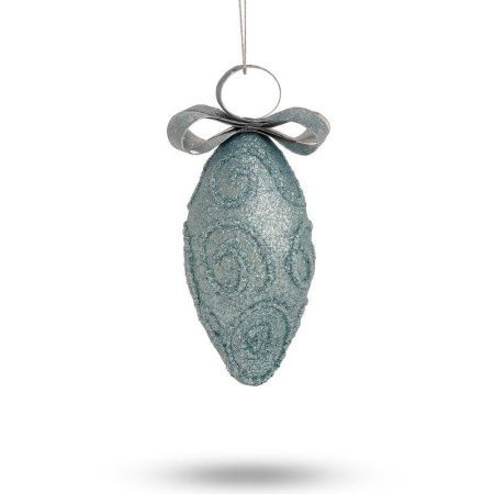 Игрушка новогодняя на елку СОСУЛЬКА 11*5,5см пластик с бантиком голубой JC-15082 (450)