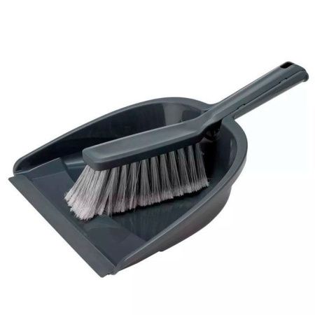 Щетка-сметка с совком 320*230*112мм пластик/нейлон темно-серый (12)