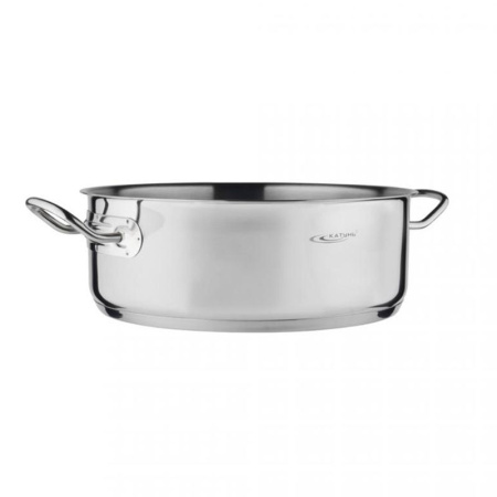 Кастрюля 6л нерж.сталь ОБЩЕПИТ низкая d28см h10см без крышки индукция ТРС КТ-ОБ-06Н (2)