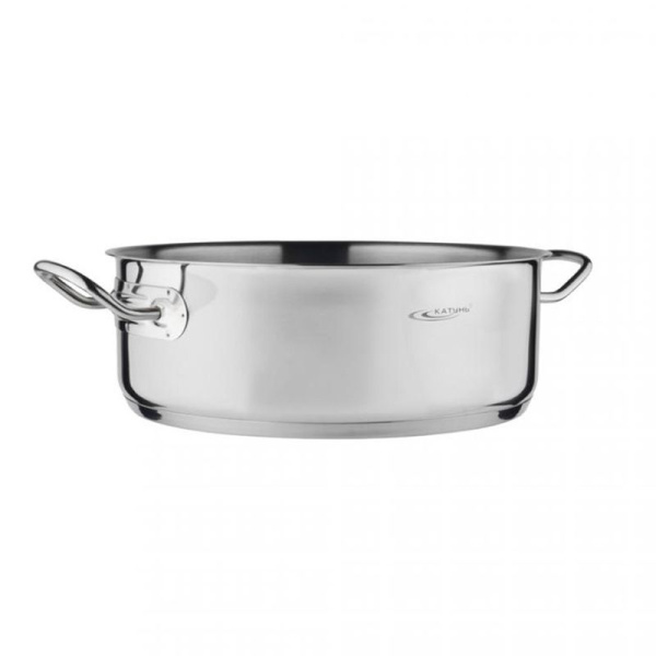 Кастрюля 6л нерж.сталь ОБЩЕПИТ низкая d28см h10см без крышки индукция ТРС КТ-ОБ-06Н (2)