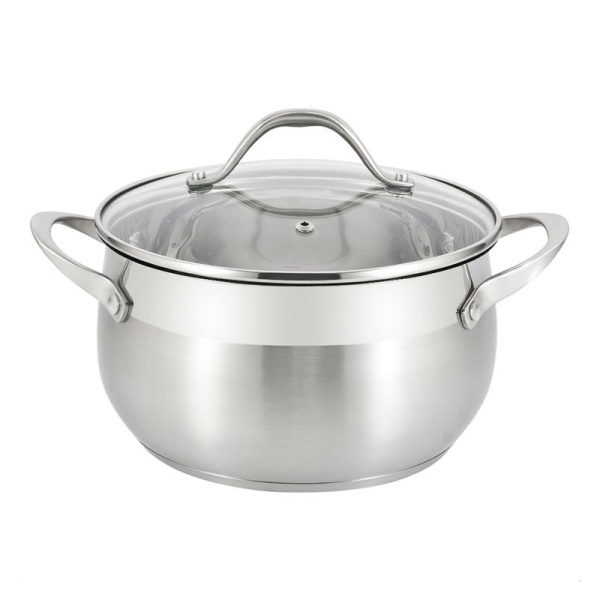 Кастрюля 3,5л нерж.сталь Tessi со стекл.крышкой 20см индукция ТМ Appetite GS08353 (6)