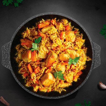 Казан для плова 10л алюминий АП ГРАНИТ BLACK стекл.крышка 34см (3)