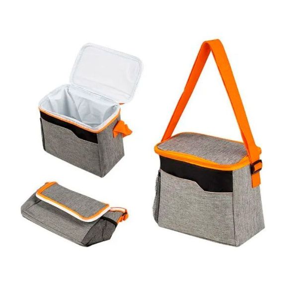 Термосумка ПВХ 7л 24*16*20см серо-оранжевая PC2212 (24)