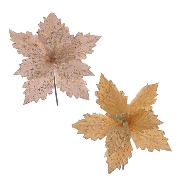 Украшение новогоднее Цветок пуансеттия 25*25*30см, 2 вида