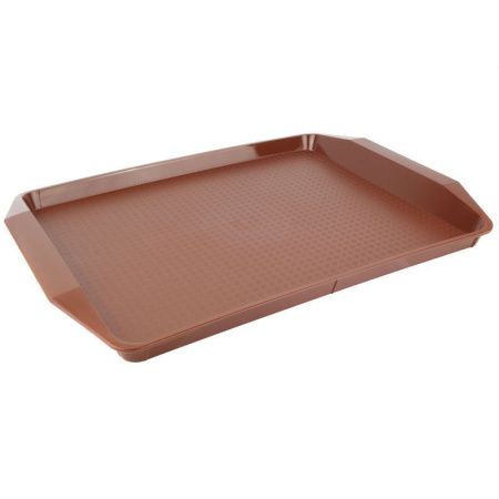 Поднос 42*30см пластик темно-коричневый прямоугольный (10)