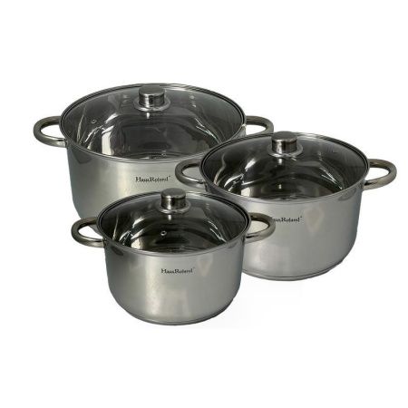 Набор кастрюль 3пр к. 6,5/8,2/10,1л нерж.сталь стекл.крышки индукция (4)