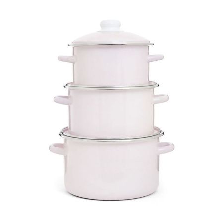 Набор кастрюль 3пр 2/3/4л эмаль Розовый цилиндрический (1)