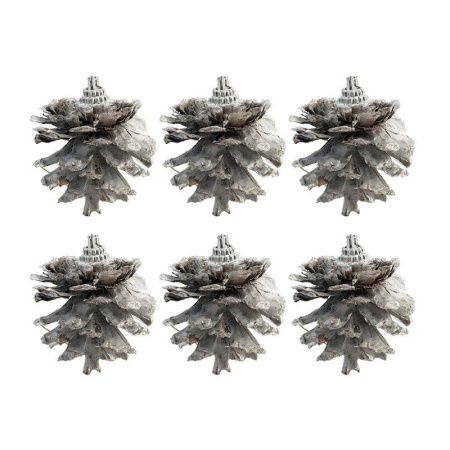 Игрушки новогодние на елку ШИШКИ набор 6шт d5см серебро А-229/JC-14575 (240)