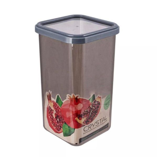 Банка для сыпучих продуктов 1,6л 112*112*193мм пластик Crystal квадрат (9)