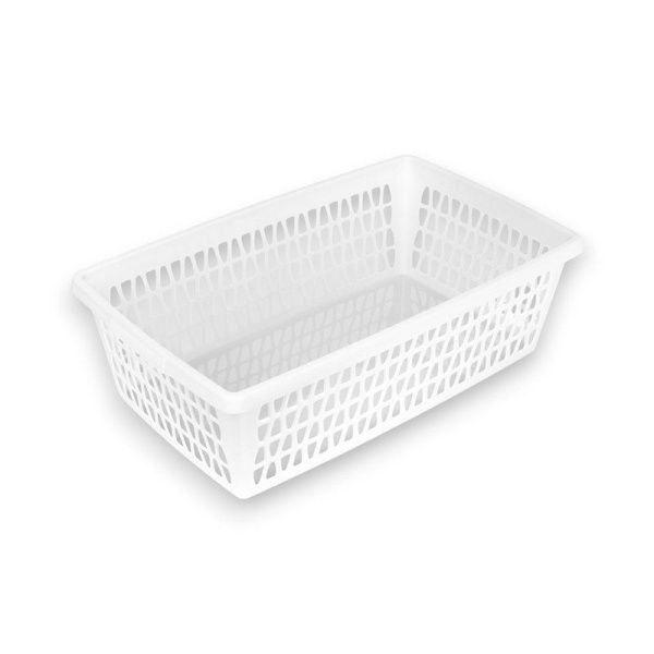 Корзина 34*21*10см пластик ВЕЛЕТТА прямоугольная белая С713БЕЛ (30)