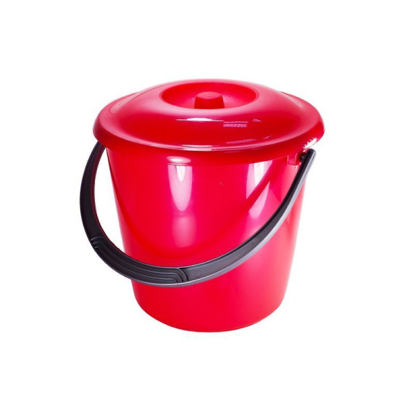Ведро 3л пластик СОЛО красное перламутровое с крышкой С630 (13)