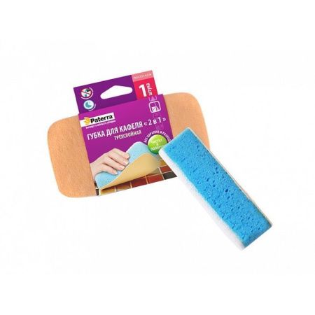 Губка для кафеля трехслойная 2 в 1 PATERRA (20)