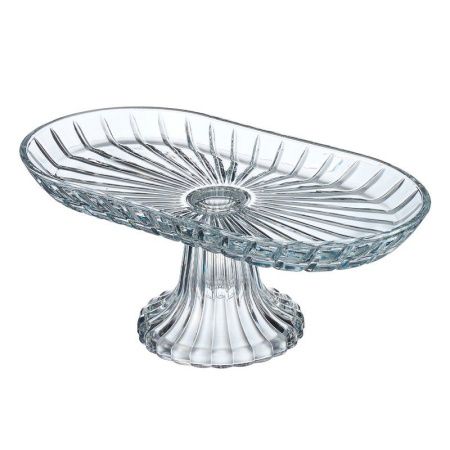 Блюдо 28*14*12см стекло овальное на ножке (8)