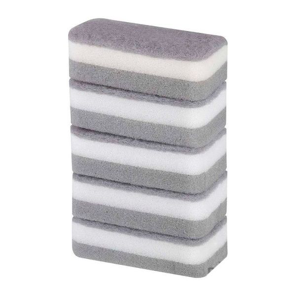 Губка для посуды 5шт поролон трехслойные черно-белые KS-03 (160)