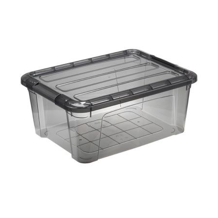Ящик для хранения 11л 375*285*160мм пластик КИП с замками черный прозрачный (5)