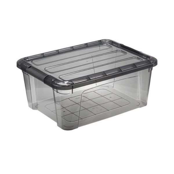 Ящик для хранения 11л 375*285*160мм пластик КИП с замками черный прозрачный (5)