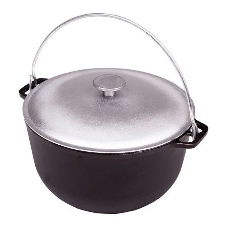 Казан 12л чугун с алюминиевой крышкой 32см h21см Туризм (1)