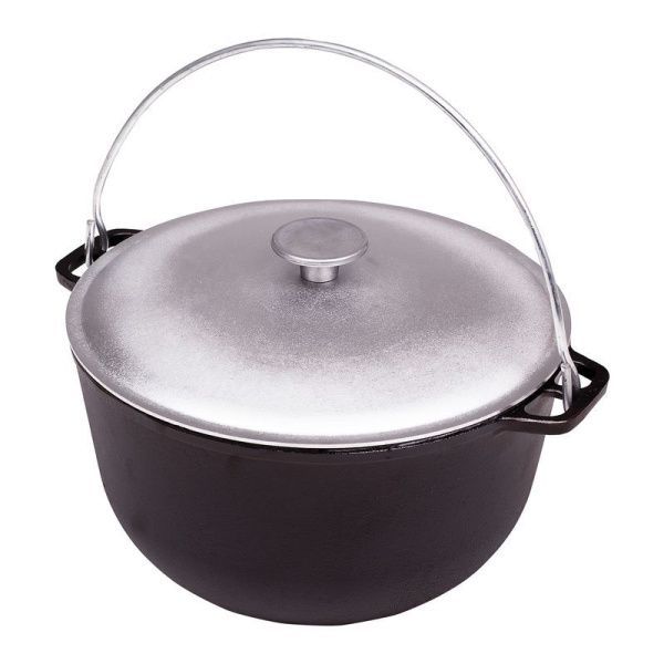 Казан 12л чугун с алюминиевой крышкой 32см h21см Туризм (1)