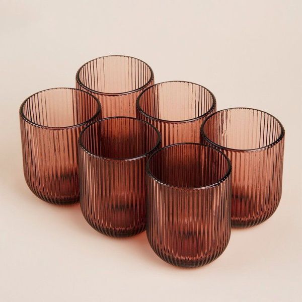 Стаканы набор 6шт 260мл стекло МОДЕРН розовый 7,5*9,5см