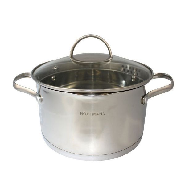 Кастрюля 4,7л нерж.сталь со стекл.крышкой 22см со сливом (6)