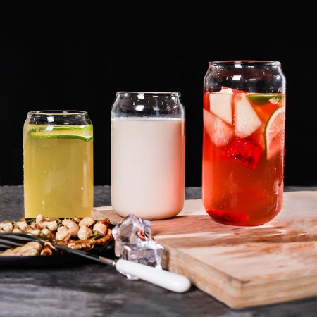 Стакан 330мл 6,2*12,4см стекло в форме жестяной банки JC-15607 (200)