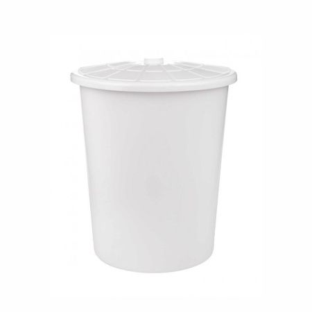 Бак универсальный 100л 55*67см пластик с крышкой белый (3)