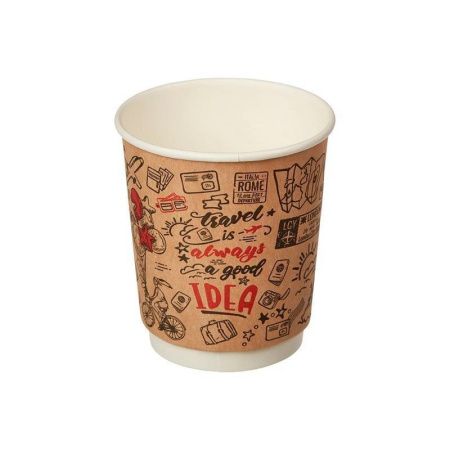 Стакан бумажный 250мл d80мм 2-х слойный для горячего Travel крафт (600)